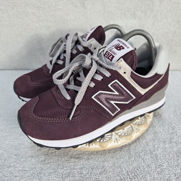 NEW BALANCE 574 RUNNING TRAINER SPORT SNEAKERS WOMEN SHOES BURGUNDY SIZE 7.5 - Picture 2 of 14